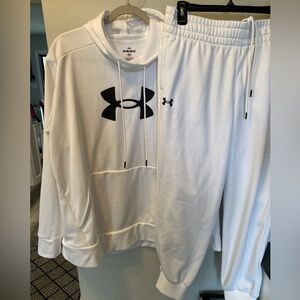 Under Armour White Fleece Hoodie & Joggers